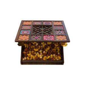 آجیل چهار مغز جعبه چوبی 7 رنگ 1000 گرم